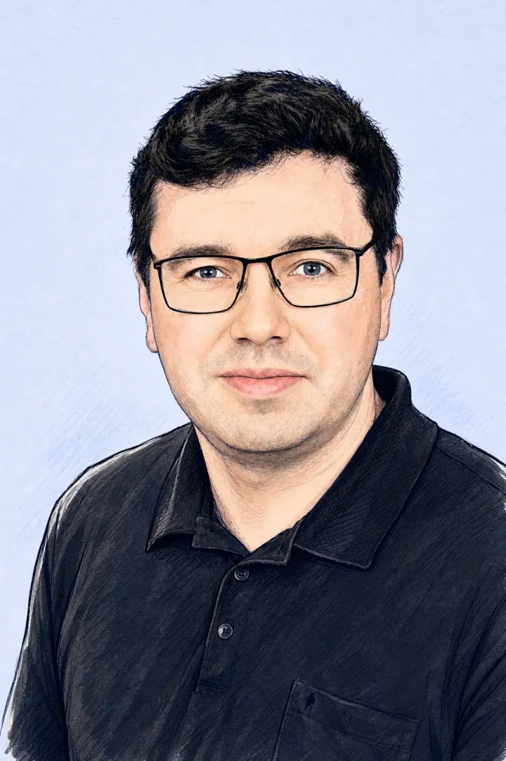 Illustrated portrait of Stefan Baust